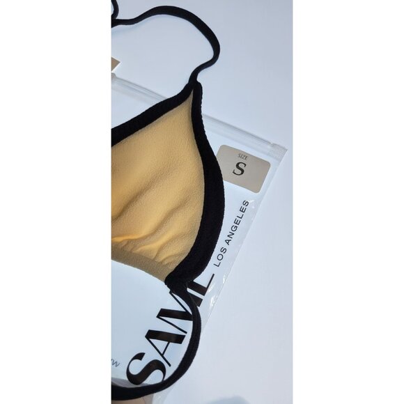 SAME Los Angeles Swim Bikini Set 2Pc Triangke Top High Weist Bottom Beige SZ S - Picture 3 of 10